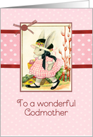 happy Easter to my godmother, vintage bunny, ribbon effect card