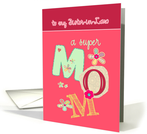 to my sister in law, happy mother's day, bright letters & florals card