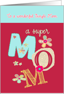 to a wonderful single mom, happy mother’s day, letters & florals card
