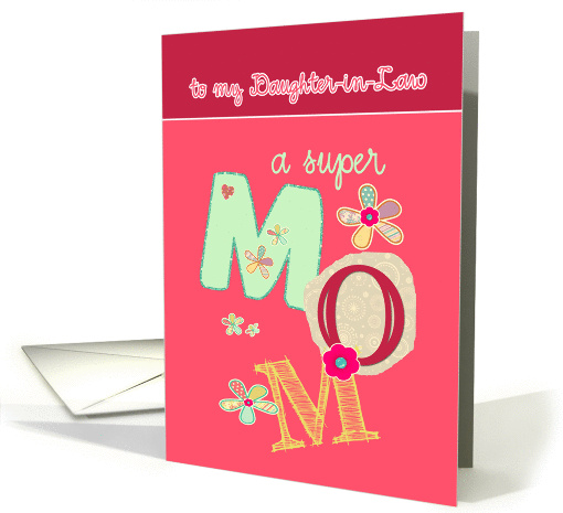 to my daughter in law, happy mother's day, letters & florals card