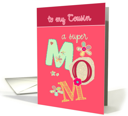 to my cousin, happy mother's day, letters & florals card (1065659)