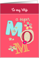 to my wife, happy mother’s day, letters & florals card