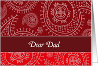 dear dad, Happy Father’s day, elegant text on red paisley background card