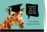 Congrats on graduating, customizable card, smiling giraffe card