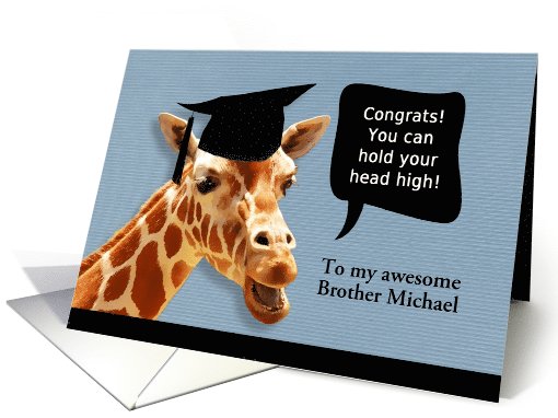 Congrats on graduating, customizable card, smiling giraffe card