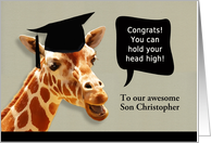 Congrats on graduating, customizable card, smiling giraffe card