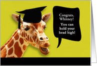 Whitney, Congrats on graduating, customizable card, smiling giraffe card