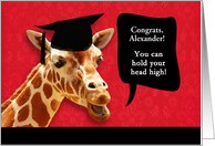 Congrats on graduating, customizable card, smiling giraffe card