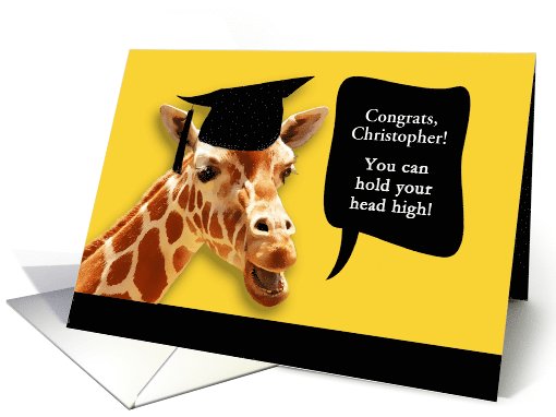 Christopher, Congrats on graduating, customizable card, giraffe card