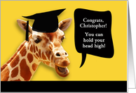 Christopher, Congrats on graduating, customizable card, giraffe card
