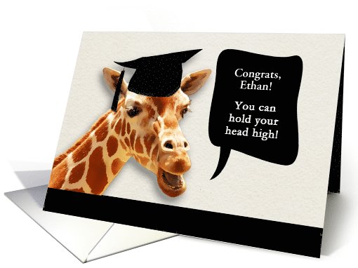 Ethan, Congrats on graduating, customizable card, giraffe card