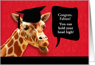 Fabian, Congrats on graduating, customizable card, giraffe card