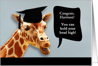 Harrison, Congrats on graduating, customizable card, giraffe card