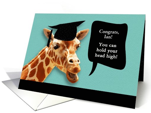 Ian, Congrats on graduating, customizable card, giraffe card (1072231)