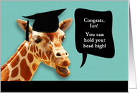 Ian, Congrats on graduating, customizable card, giraffe card