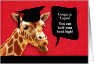Logan, Congrats on graduating, customizable card, giraffe card