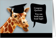 Quentin, Congrats on graduating, customizable card, giraffe card