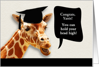 Yanis, Congrats on graduating, customizable card, giraffe card