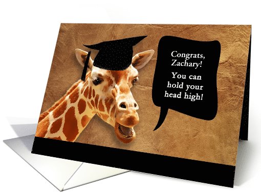 Zachary, Congrats on graduating, customizable card, giraffe card