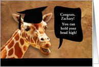 Zachary, Congrats on graduating, customizable card, giraffe card