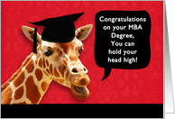 Congratulations on your MBA Degree, smiling giraffe card