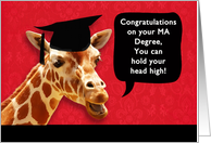 Congratulations on your MA Degree, smiling giraffe card