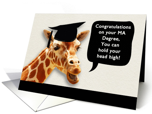 Congratulations on your MA Degree, smiling giraffe card (1074854)