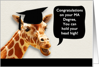 Congratulations on your MA Degree, smiling giraffe card