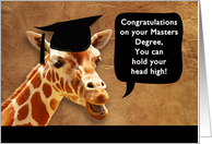 Congratulations on your Masters Degree, smiling giraffe card