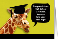 Congratulations, High School Graduate, smiling giraffe card