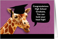 Congratulations, High School Graduate, smiling giraffe card