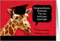 to an awesome Sister in Law, Congratulations Graduate, giraffe card