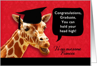 to an awesome Fiancee, Congratulations Graduate, giraffe card