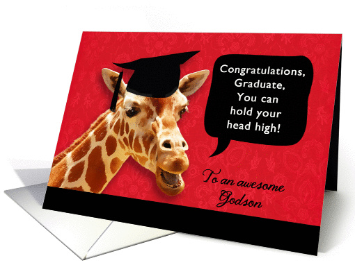 to an awesome Godson, Congratulations Graduate, giraffe card (1075526)
