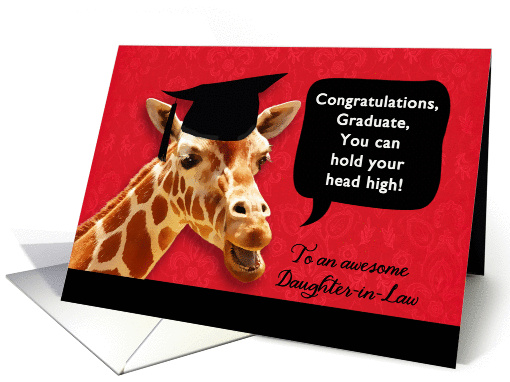 to an awesome daughter in law, Congratulations Graduate, giraffe card