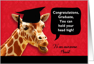 to an awesome Aunt, Congratulations Graduate, giraffe card