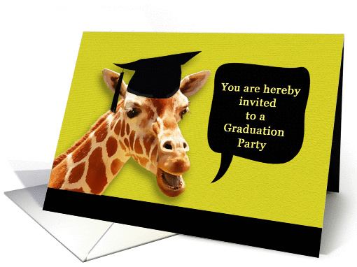 Invitation graduation party, giraffe with mortarboard card (1078676)