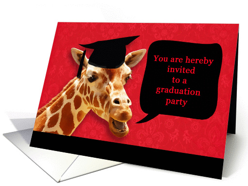 Invitation graduation party, giraffe with mortarboard card (1078682)