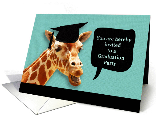 Invitation graduation party, giraffe with mortarboard card (1078686)