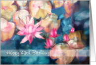 Happy 43rd Birthday, watercolor painting, water lillies card