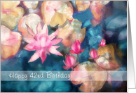 Happy 42nd Birthday, watercolor painting, water lillies card