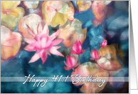 Happy 41st Birthday, watercolor painting, water lillies card