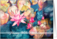 Happy 98th Birthday, watercolor painting, water lillies card