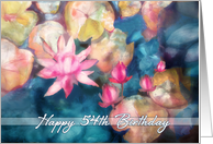 Happy 54th Birthday, watercolor painting, water lillies card