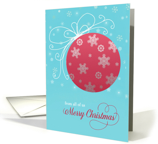 Merry Christmas from all of us, red and white ornament card (1103052)