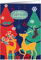 Merry Christmas in Dutch, retro reindeers card
