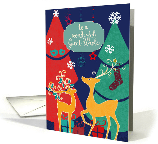 Merry Christmas to my Great Uncle, reindeers, retro Christmas card