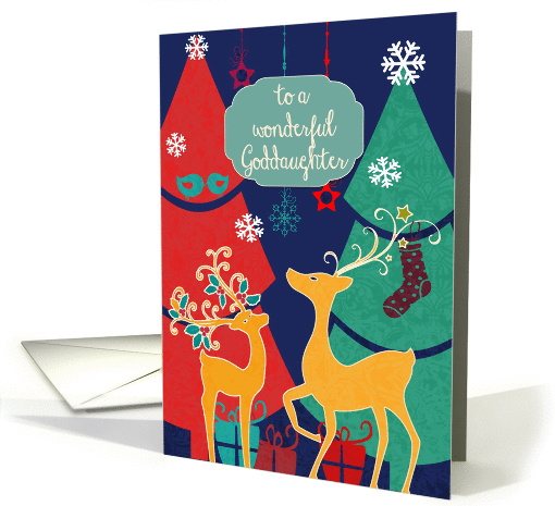 Merry Christmas to a wonderful goddaughter, retro Christmas card
