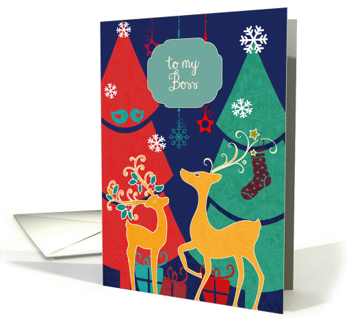 merry Christmas to my Boss, business retro Christmas card (1110104)