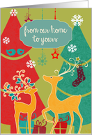 From our home to yours, retro Christmas card, reindeer card